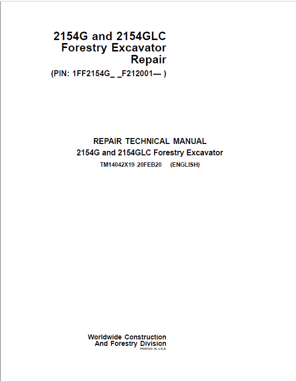 Cat Repair Manual (PDF) John Deere 2154G, 2154GLC Service Manual