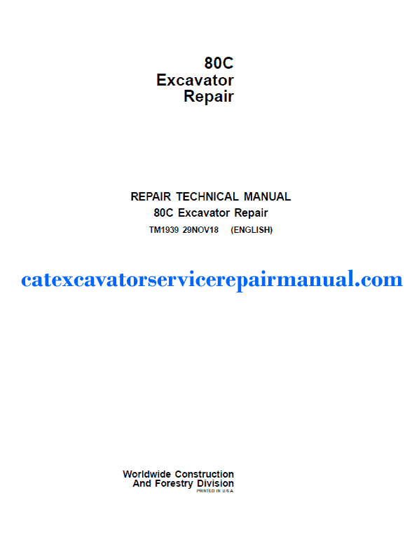 John Deere 80c Excavator Technical Repair Manual (tm1939)