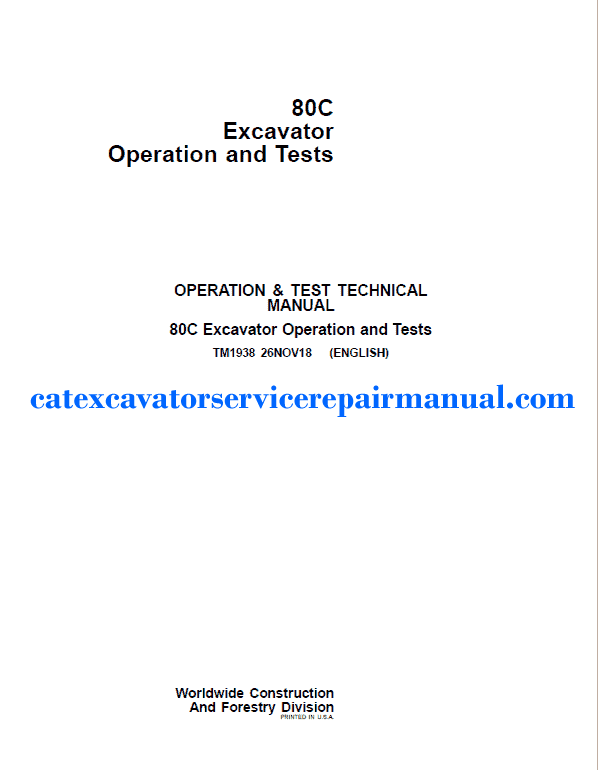 John Deere 80C Excavator Diagnostic and Test Service Manual TM1938