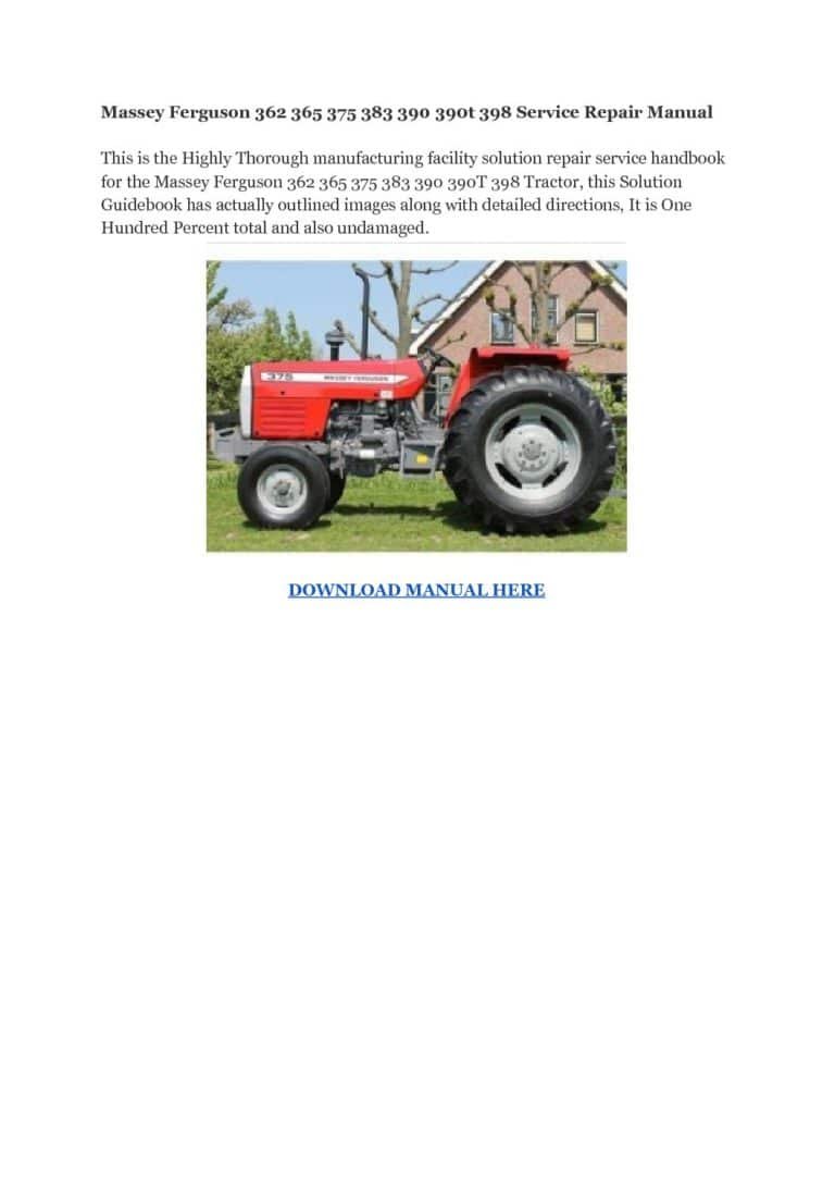 MASSEY FERGUSON 390 WORKSHOP MANUAL FREE DOWNLOAD visual data 6