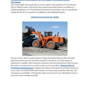 Doosan Dl500 Wheel Loader Service Repair Workshop Manual Download