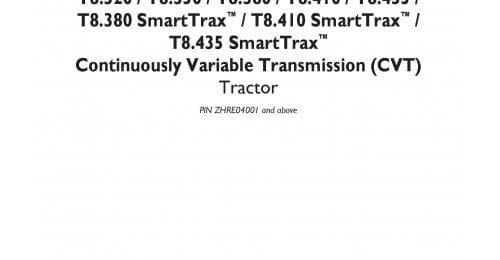 New Holland T8.410 T8.435 Smarttrax Tractor Operators Manual