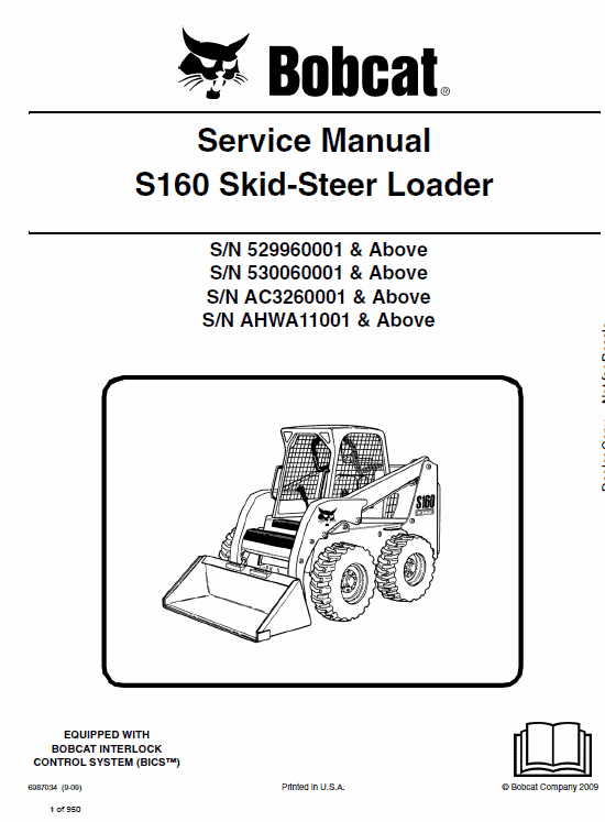 BOBCAT S160 SKID STEER LOADER Service Repair Manual
