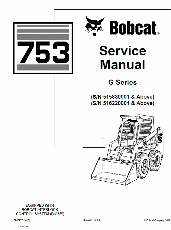Cat Repair Manual (PDF) Bobcat 753g Series 2010 Workshop Service Repair Manual