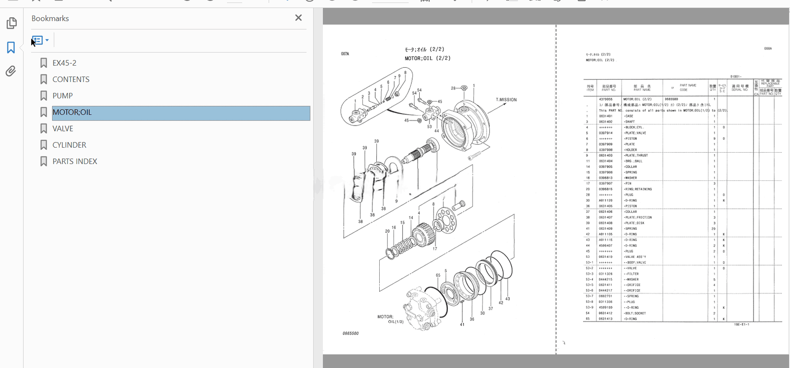 Hitachi Ex45-2 Excavator Parts Manual