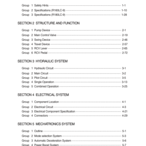 Hyundai R160Lc 9 R180Lc 9 Crawler Excavator Service Repair Manual Operating Manual