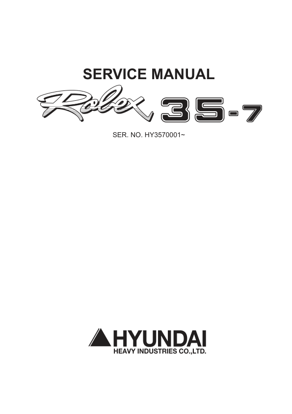 Hyundai Robex 35-7 Excavator Repair Manual