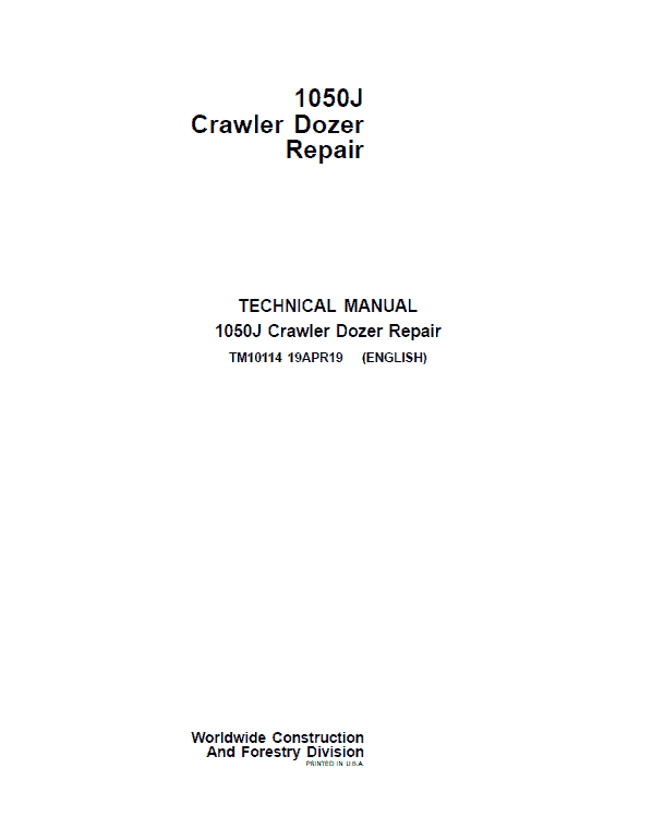 Sample internal pages from John Deere 1050J Crawler Dozer Service Manual (TM10114)