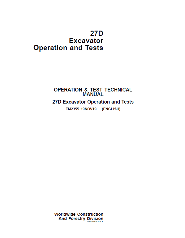 Cat Repair Manual (PDF) John-Deere-27D-Operation-and-Test-Manual