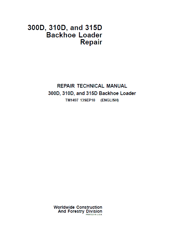 John Deere 300d, 310d Repair Technical Manual