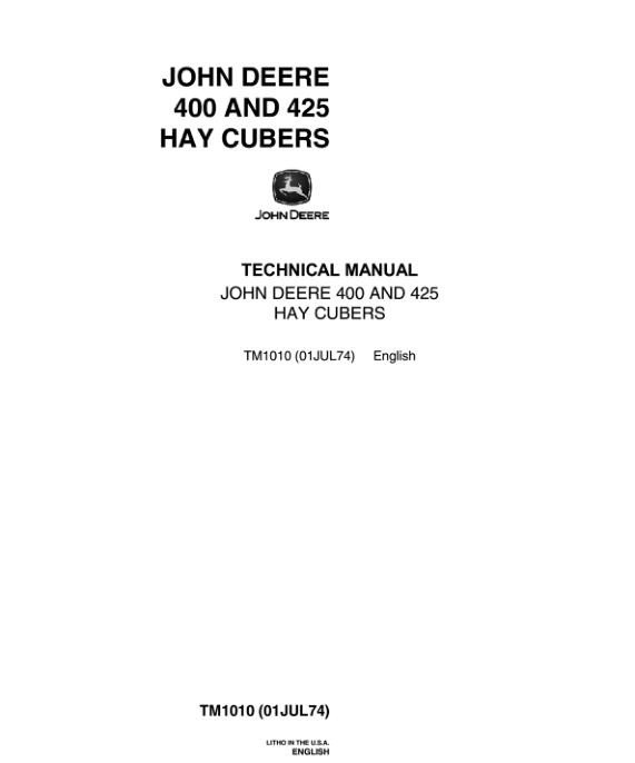 John Deere 400 425 Hay Cubers Service Repair Manual 2 John Deere 400 425 Hay Cubers Service Repair Manual
