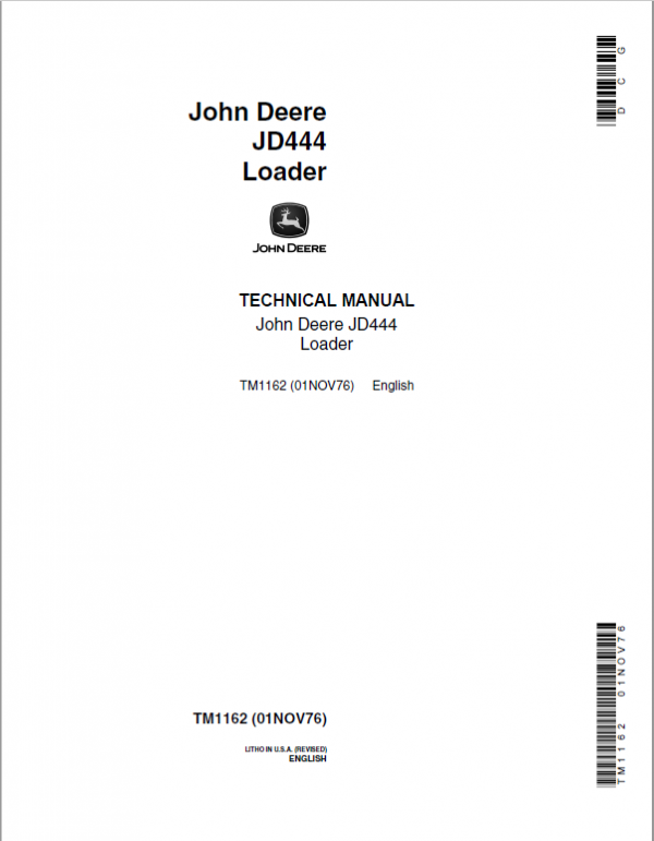 John Deere 444 Loader Repair Technical Manual 