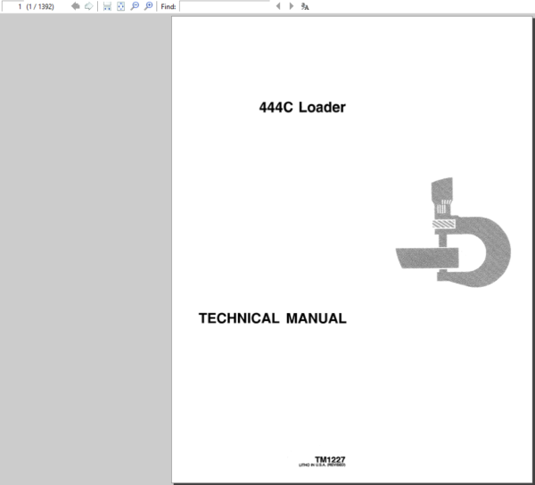John Deere 444C Loader Repair Technical Manual 
