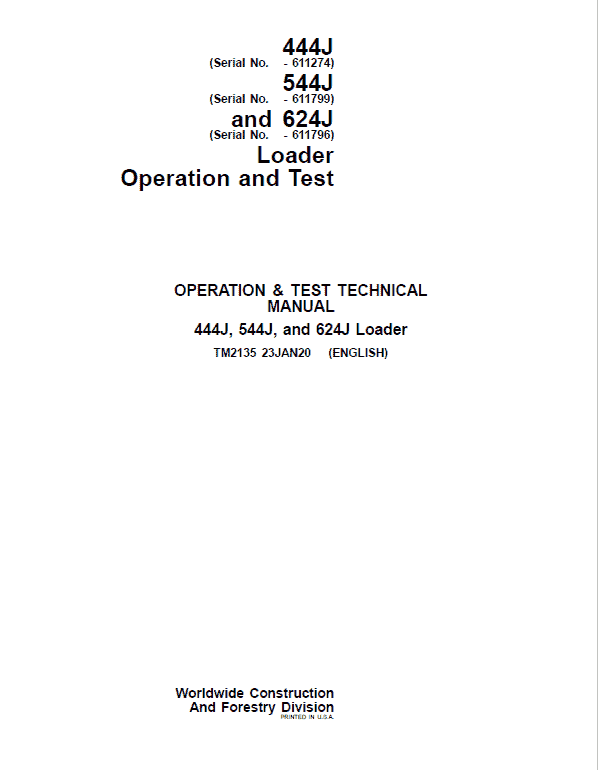 Repair Technical Manual and Operation and Test Manual