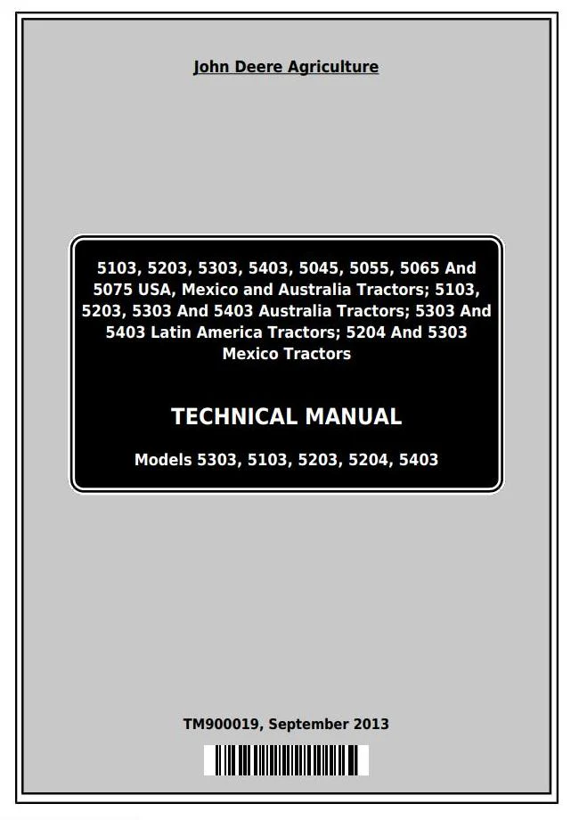 Cat Repair Manual (PDF) John Deere 5065 And 5075 Tractor Service Manual (tm900019)