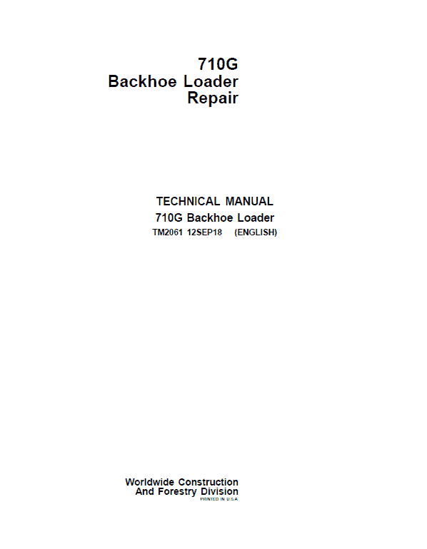 John Deere 710g Backhoe Loader Hydraulic System Service Manual