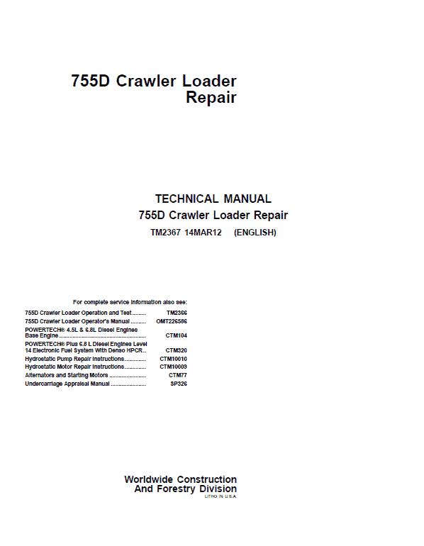 Cat Repair Manual (PDF) Operation and Test Manual – TM2366