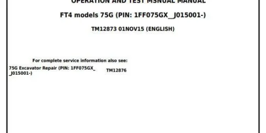John Deere 75G FT4 Excavator Diagnostic and Test Service Manual