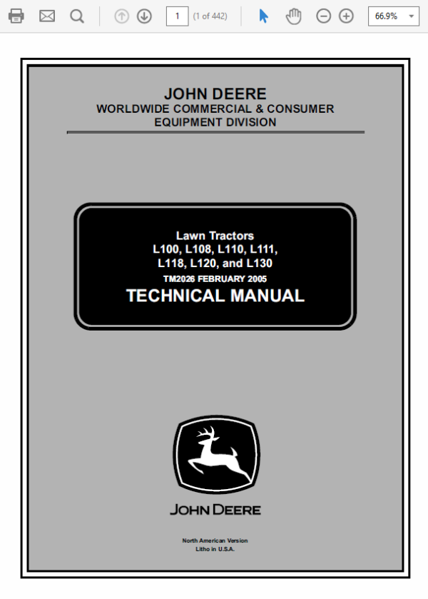 JOHN DEERE L100 L108 L110 SERVICE REPAIR Manual