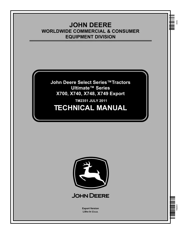 John Deere X740, X744, X748, X749 Series Service Repair Manual