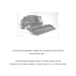 John deere 9610 maximizer combine parts manual