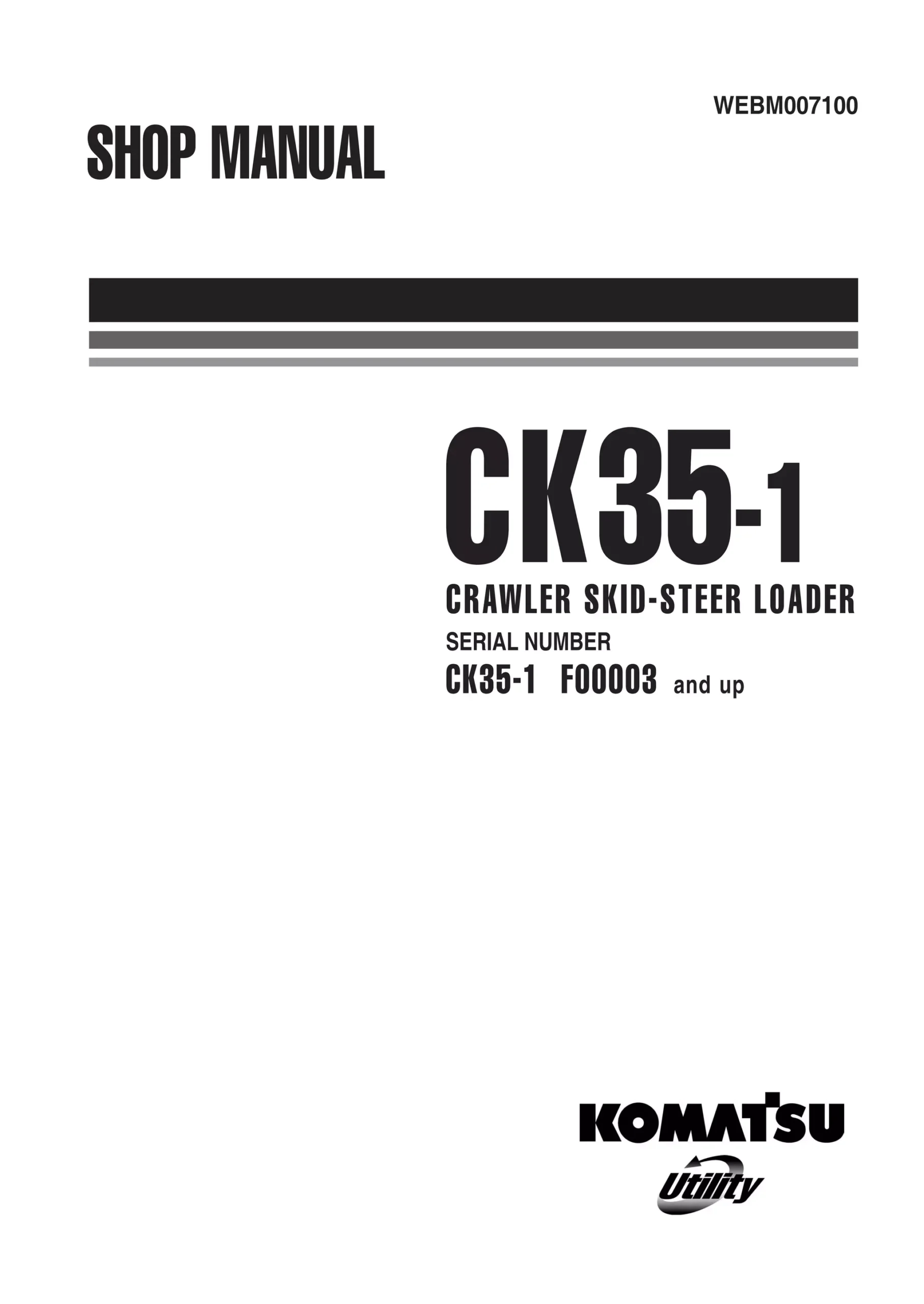 Komatsu Ck35-1 Skid Steer Loader Repair Manual