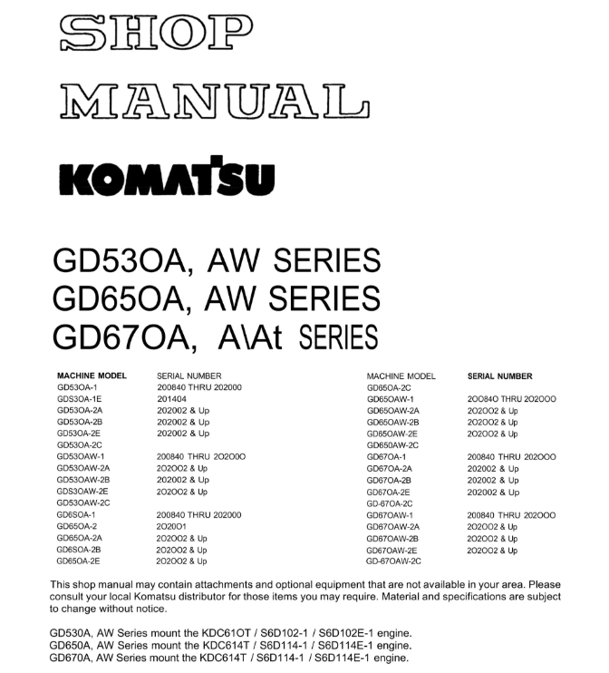 Cat Repair Manual (PDF) Komatsu GD530A Service Repair Manual