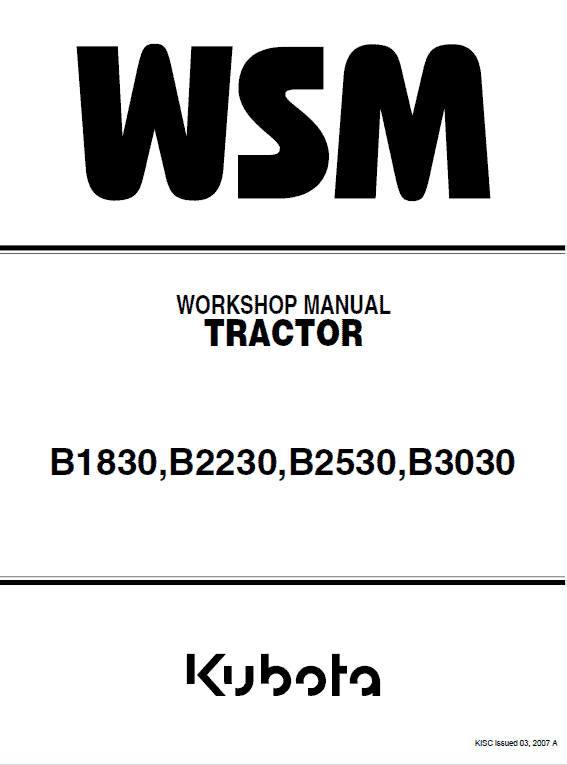 Cat Repair Manual (PDF) Kubota B1830 B2230 Tractor Service Manual Illustration