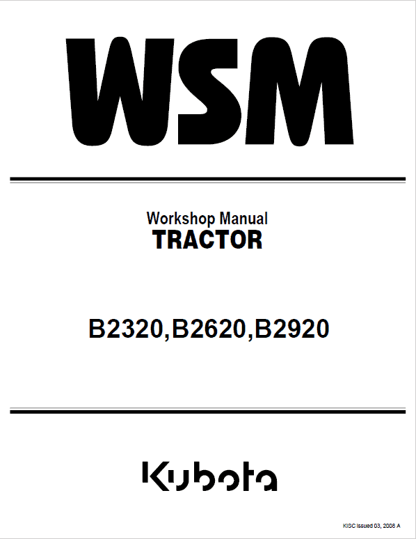 Kubota B2320 B2620 B2920 Workshop Service Tractor Manual