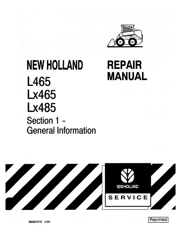 New Holland LX465 LX485 Service Repair Manual