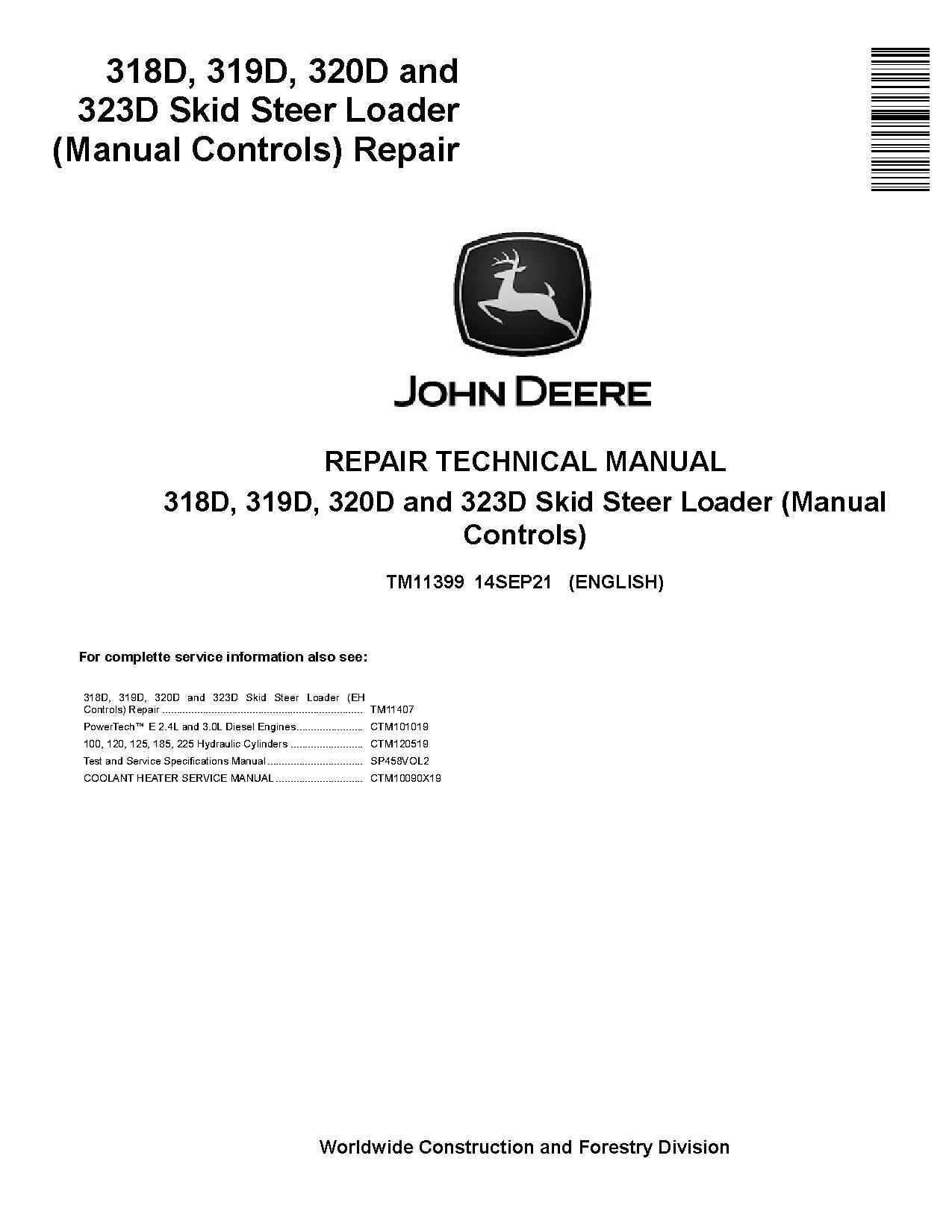 John Deere 320d 323d Skid Steer Repair Manual TM11399 Illustration
