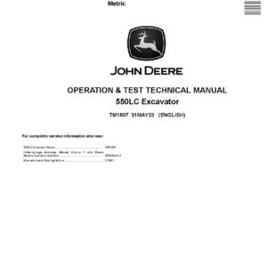 John Deere 550LC Crawler Excavators Operation and Test Manual