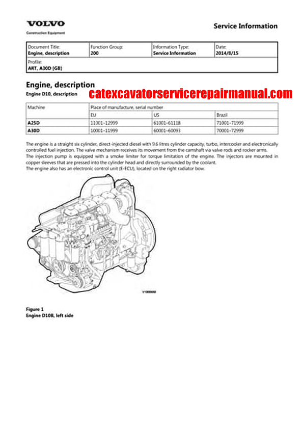 Volvo A30D Articulated Dump Truck Service Repair Manual
