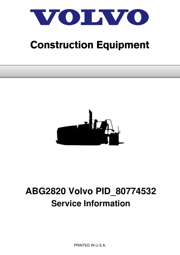 Volvo ABG2820 Wheeled Paver Service Manual