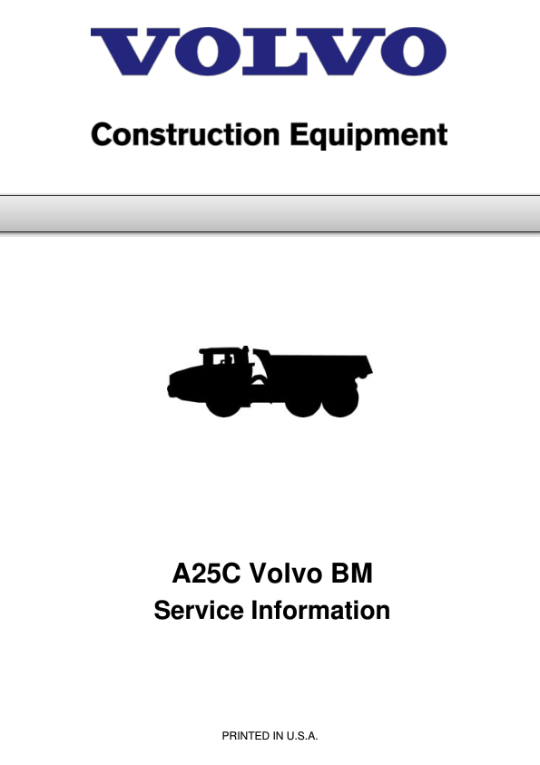 Volvo BM A25c Articulated Dump Truck Service PDF