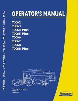 New Holland Tx62 63 64 65 66 67 Operator’s Manual