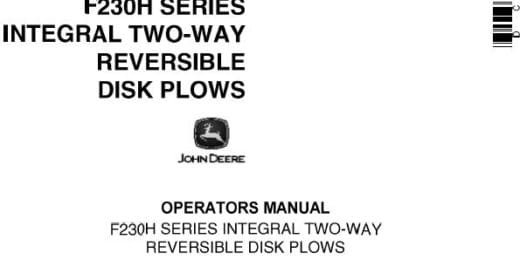 John Deere F230H Series Integral Two Operator’s Manual