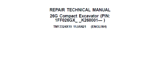 John Deere 26G Excavator Repair Technical Manual