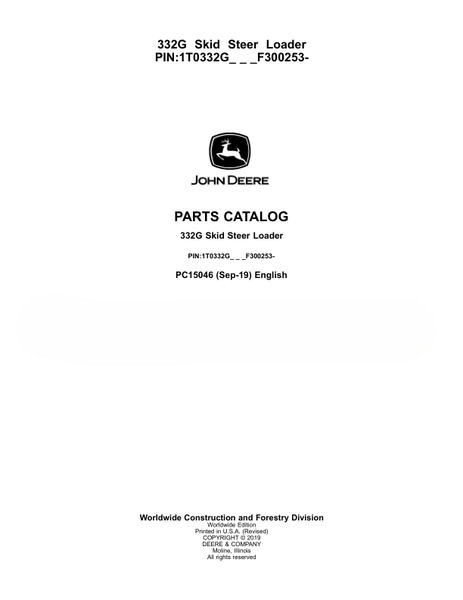 John Deere 332G Skid Steer Loader Parts Catalog PC15046 2 John Deere 332G Skid Steer Loader Parts Catalog PC15046
