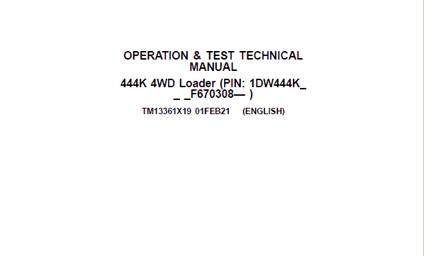 John Deere 444K 4WD Loader Technical Manual