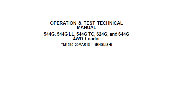 John Deere 544G 644G Loader Technical Manual