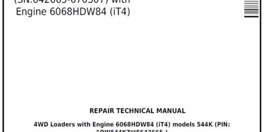 John Deere 544K 4WD Loader Repair Technical Manual (TM12099)