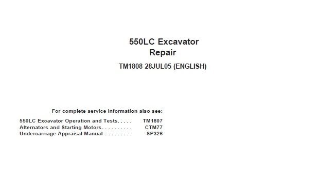 John Deere 550LC Excavator Service Repair manual TM1808 1 John Deere 550LC Excavator Service Repair manual TM1808