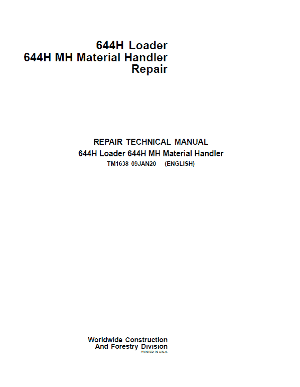 John Deere 644H loader 644H Repair Technical Manual