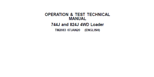 John Deere 744J, 824J 4WD Loader Operator Test Manual