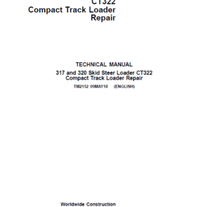 John Deere CT322 Compact Track Loader Service Repair Manual