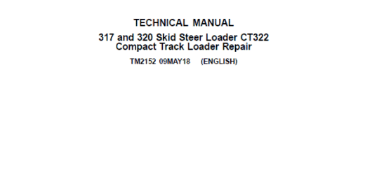 John Deere CT322 Compact Track Loader Service Repair Manual