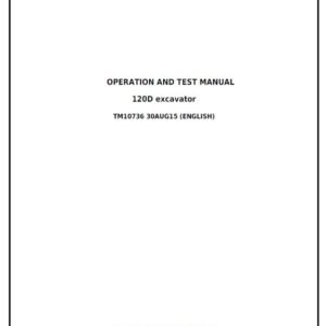 John Deere Excavator 120d Diagnostic, Operation And Test Manual