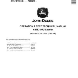644k 4WD John Deere Specs Operator's Manual