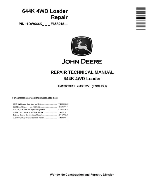 644K Deere 4WD Loader Service Manual TM13053X19